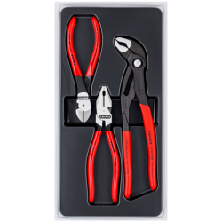 Jeu de pinces à forte démultiplication Knipex tête polie et poignées gainées en plastique