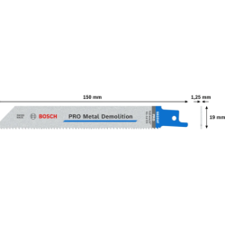 Lame scie sabre pour métal - Bosch S925VF Heavy for Metal - 150x19x1,25mm - Lot de 5