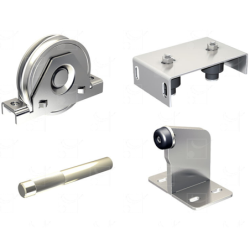 Garniture pour portail motorisé sur rail de 200 kg comprenant montures + manchons + guides et butée