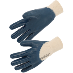 Gant nitrile bleu enduction lourde poignet tricot