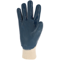 Gant nitrile bleu enduction lourde poignet tricot
