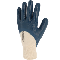 Gant nitrile bleu enduction lourde poignet tricot