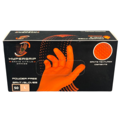 Gants nitrile orange non poudrés texturés Hypergrip