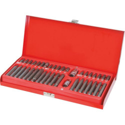 Coffret métal 40 embouts 10mm XZN/hexagonal/Torx avec 2 douilles 1/2 et 3/8 porte embout