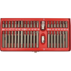 Coffret métal 40 embouts 10mm XZN/hexagonal/Torx avec 2 douilles 1/2 et 3/8 porte embout