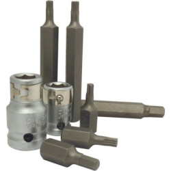 Coffret métal 40 embouts 10mm XZN/hexagonal/Torx avec 2 douilles 1/2 et 3/8 porte embout