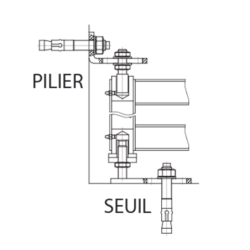 Pivot haut et bas à cheviller pour tube extérieur 30 x 30 mm