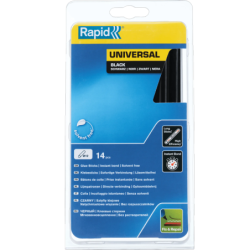 Paquet de 14 bâtons de colle noire universelle Rapid 12 mm x 190 mm