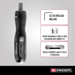 Tournevis avec vernier de réglage Facom Classe II type D mono-sens