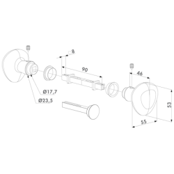 Kit boutons ronds aluminium avec un coté fixe et un manoeuvrable