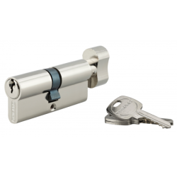 Cylindre STD nickelé à bouton Thirard avec 3 clés pour serrure 40x40mm