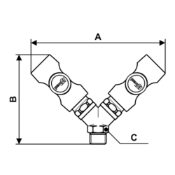 Distributeur fixe à 2 directions fileté mâle conique ISI 06 Prevost R1/2