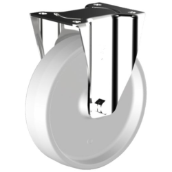 Roue polyamide blanc chape inox à platine pivotante