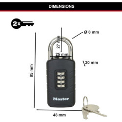 Cadenas couvert à combinaison programmable largeur 48 mm
