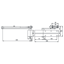 Ferme porte DC140 argent force 2/3/4 fourni avec bras standard