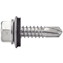 Vis autoperceuse tête hexagonale avec rondelle acier zingué Ø6.3mm
