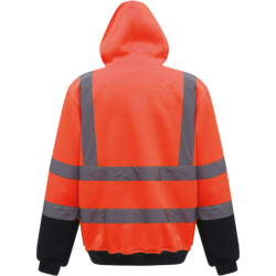 Sweat-shirt avec capuche haute visibilité Yoko coloris Orange et Navy