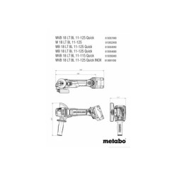 Meuleuse d'angle sans fils WB 18 LT BL 11-125 Quick Metabo sans batterie ni chargeur