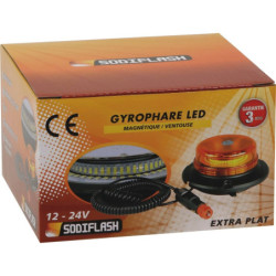 Gyrophare LED extra plat 12/24V double flash magnétique