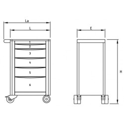 Servante Classic 3 modules 6 tiroirs noire