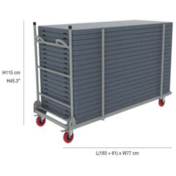 Chariot de transport pour tables rectangulaires 183x76 ou 152x76 capacité 20 tables
