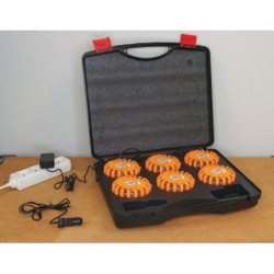 Malette 6 balises LED magnétique rechargeable