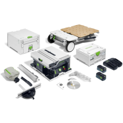 Scie circulaire sur table sans fil CSC SYS 50 EBI-SET avec 2 batteries 18V 5Ah et charriot