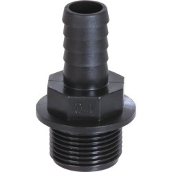 Raccord cannelé PVC mâle 1 pour tuyau de 19mm