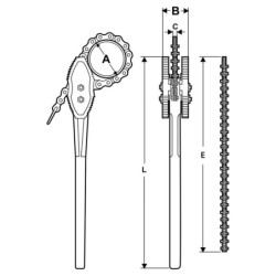 Serre tube à chaine mors reversible pour tube Ø115mm longueur 940mm