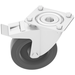 Roulette pivotante diamètre 125 mm avec frein pour coffre de chantier travaux public en tôle en lot