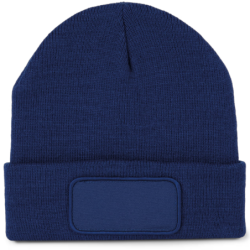 Bonnet tricoté en acrylique doux KP895 K-Up avec patch coloris Royal Blue
