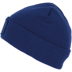 Bonnet tricoté en acrylique doux KP895 K-Up avec patch coloris Royal Blue