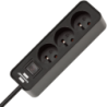 Multiprise Ecolor 3 prises avec interrupteur 1.5m de câble H05VV-F 3G1.0 noire