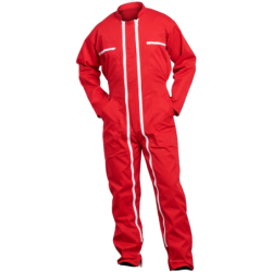 Combinaison de travail double fermeture rouge 65% polyester 35% coton