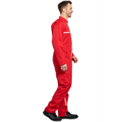 Combinaison de travail double fermeture rouge 65% polyester 35% coton