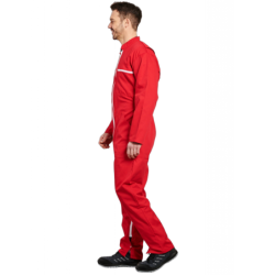 Combinaison de travail double fermeture rouge 65% polyester 35% coton