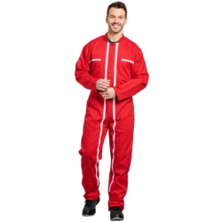 Combinaison de travail double fermeture rouge 65% polyester 35% coton