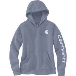 Sweat femme Iconic Clarksburg à capuche non zippé logo Carhartt sur manche Wisteria Heather