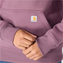 Sweat femme Iconic Clarksburg à capuche non zippé logo Carhartt sur manche ash berry heather