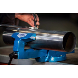 Etau réglable avec serre tubes Série 85 Dolex base fixe mâchoires 105 mm ouverture 130 mm