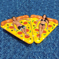 Bouée part de pizza avec système d'accroche et portes-gobelets - L 1.93 m - PVC durable