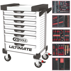 Servante ULTIMATE blanche 7 tiroirs équipée de 384 outils