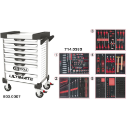 Servante ULTIMATE blanche 7 tiroirs équipée de 384 outils