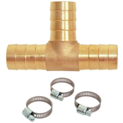 Té cannelé laiton Ø19mm + colliers