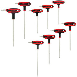 Jeu de 9 clés mâles TORX tête sphérique à poignée en T