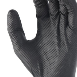 Gant jetable nitrile noir avec picots