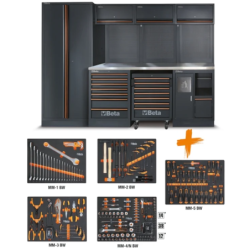Mobilier d'atelier plan de travail en Inox avec 268 outils