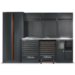 Mobilier d'atelier plan de travail en Inox avec 268 outils