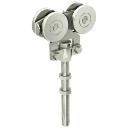Monture fixation sur chant 4 galets acier version longue 118 mm pour rail 50x40