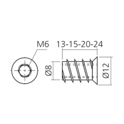Ecrou à visser M6 longueur 13 mm Boite 100 pièces